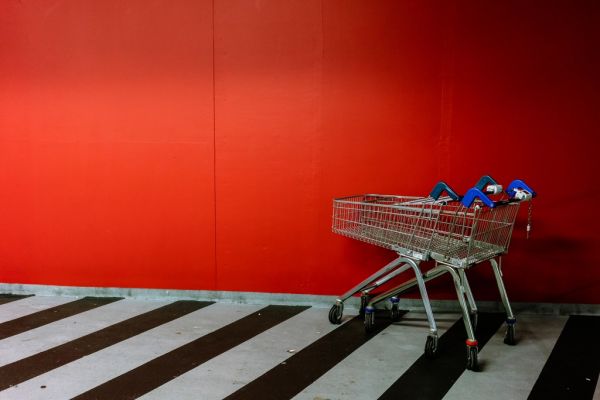Shopping cart with one bad wheel